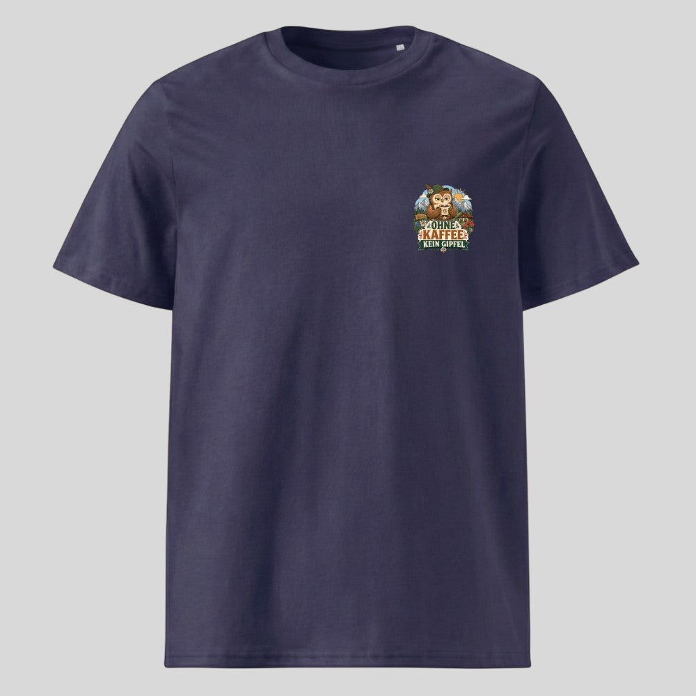 Ohne Kaffee kein Gipfel Unisex T-Shirt mit Brustdruck, Kraxelgaudi