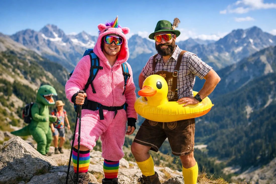 Lustige Kleidung für Berge mit Charakter