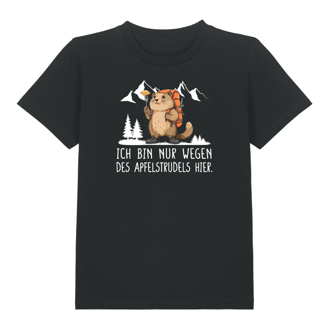 Apfelstrudel Kinder T-Shirt Schwarz Front