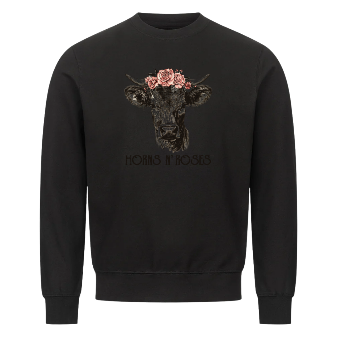 Horns N´ Roses Sweatshirt Schwarz Front