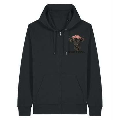 Horns N´ Roses Zipper Hoodie Schwarz Front