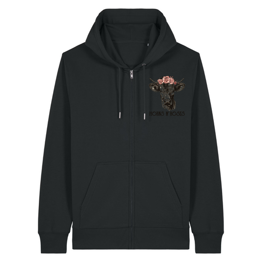 Horns N´ Roses Zipper Hoodie Schwarz Front