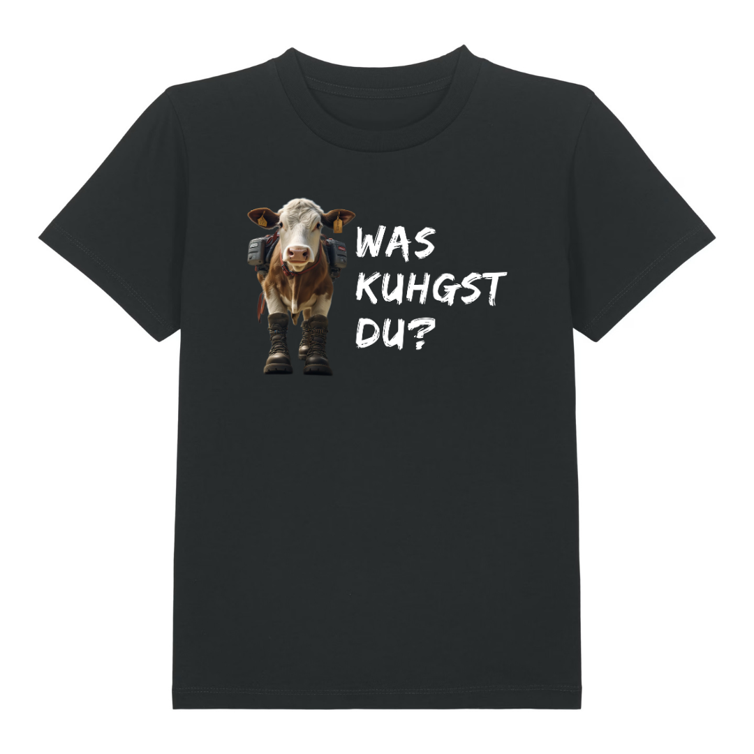 Kuhgst Du Kinder T-Shirt Schwarz Front