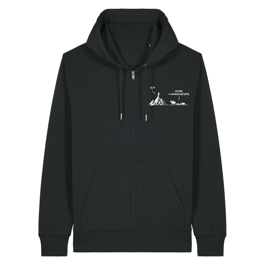 Wandergruppe Zipper Hoodie Schwarz Front