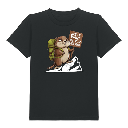 Warte Kurz Kinder T-Shirt Schwarz Front