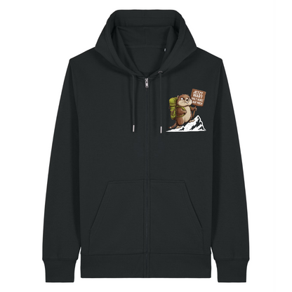 Warte Kurz Zipper Hoodie Schwarz Front