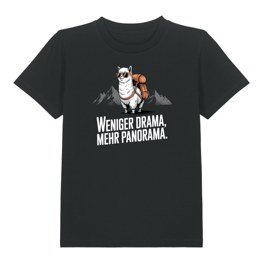 Weniger Drama Kinder T-Shirt Schwarz Front