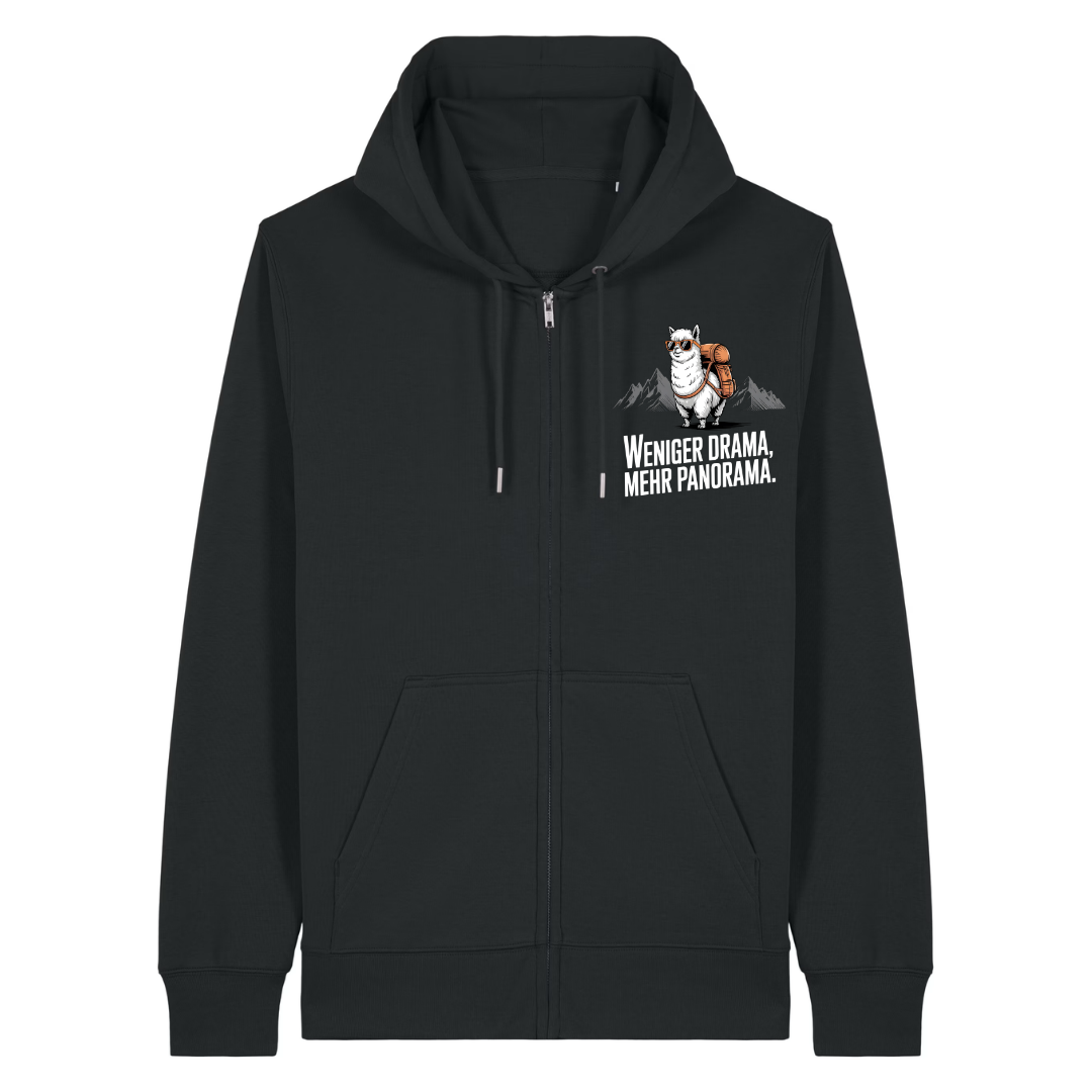Weniger Drama Zipper Hoodie Schwarz Front