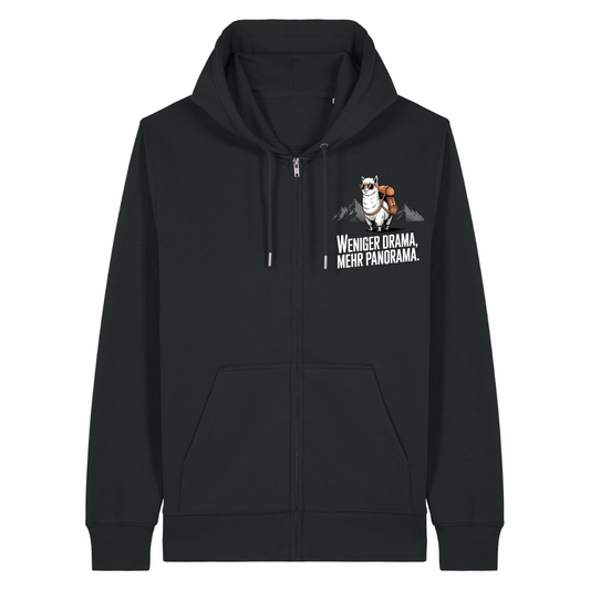 Weniger Drama Zipper Hoodie Schwarz Front