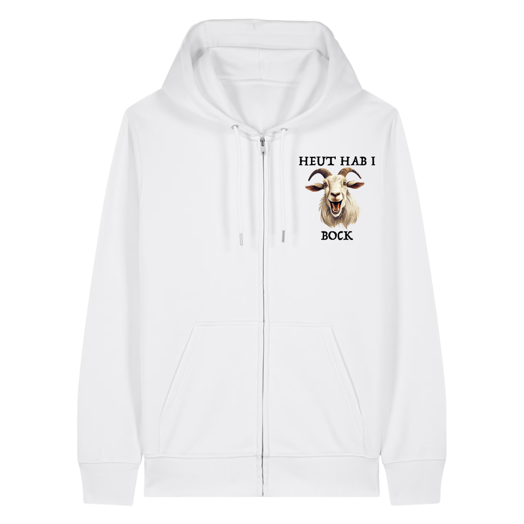 Bock Zipper Hoodie Weiß Front