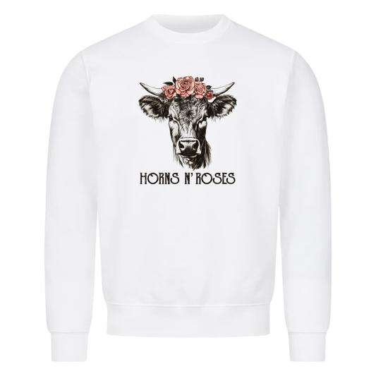 Horns N´ Roses Sweatshirt Weiß Front