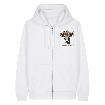 Horns N´ Roses Zipper Hoodie Weiß Front