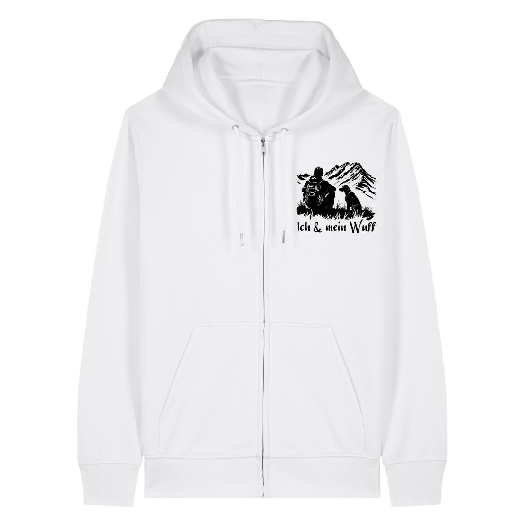 Ich & Mein Wuff Zipper Hoodie Weiß Front