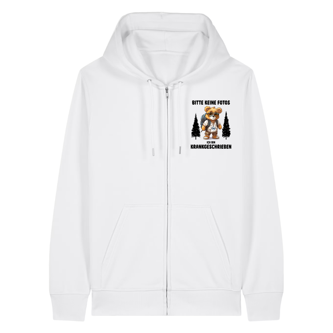 Krankgeschrieben Zipper Hoodie Weiß Front