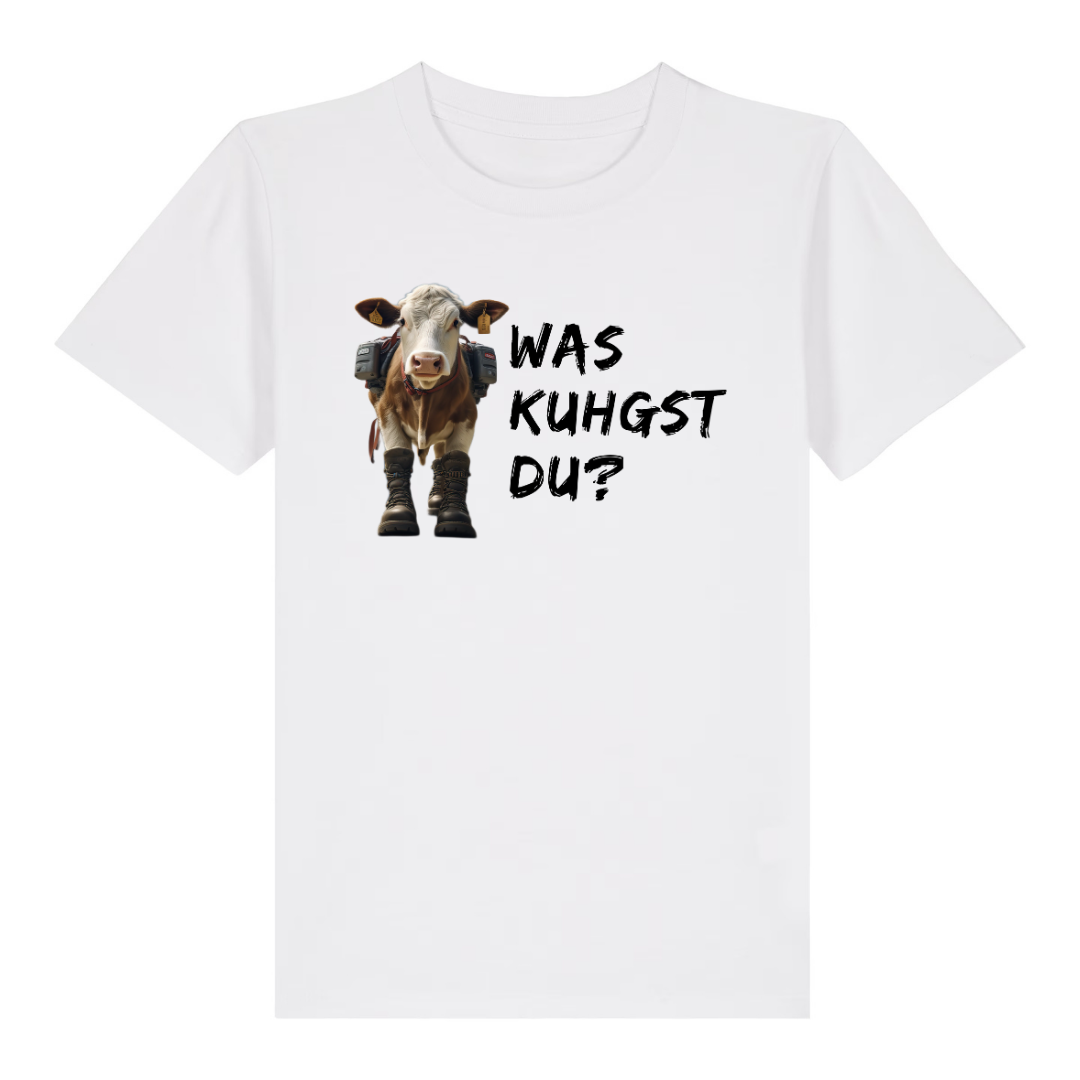 Kuhgst Du Kinder T-Shirt Weiß Front