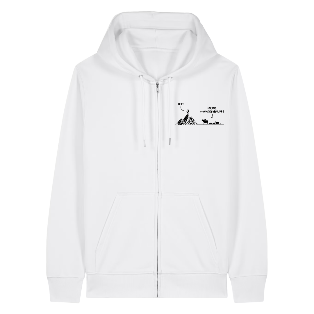 Wandergruppe Zipper Hoodie Weiß Front