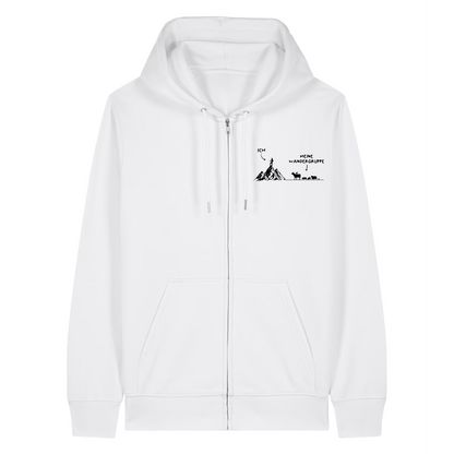 Wandergruppe Zipper Hoodie Weiß Front