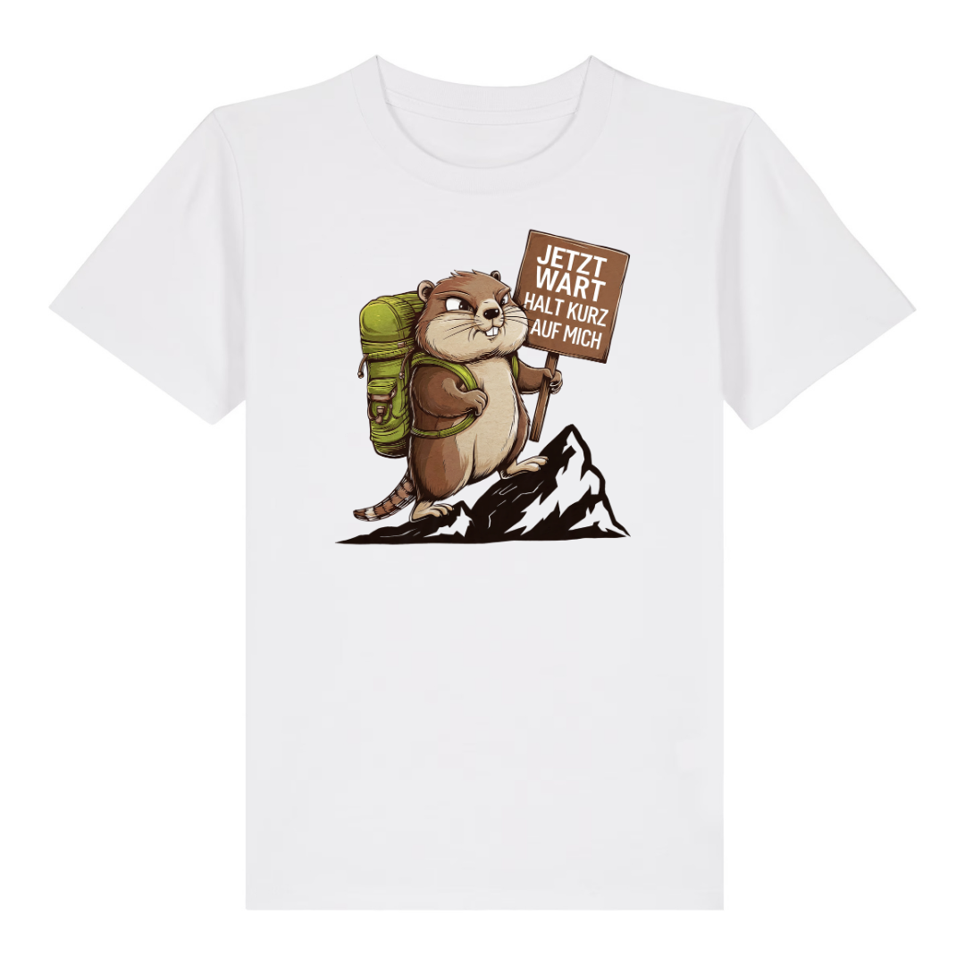 Warte Kurz Kinder T-Shirt Weiß Front