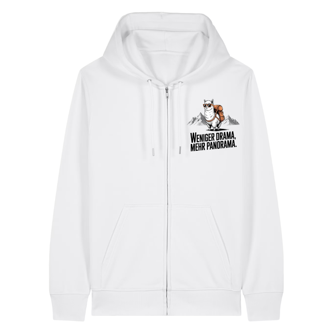 Weniger Drama Zipper Hoodie Weiß Front