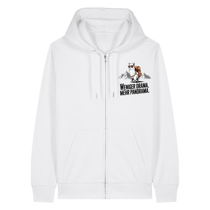 Weniger Drama Zipper Hoodie Weiß Front