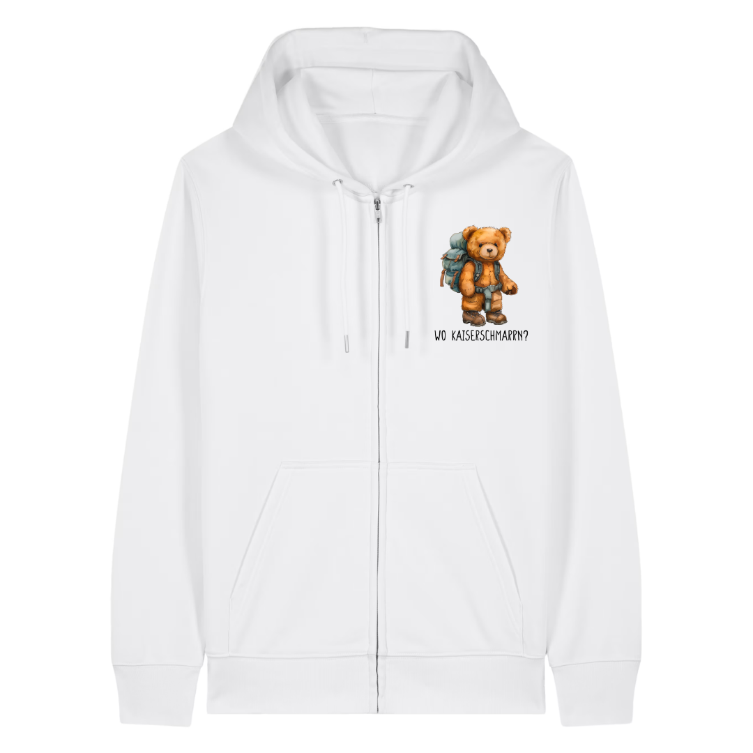 Wo Kaiserschmarrn Zipper Hoodie Weiß Front