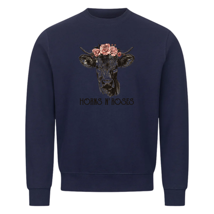 Horns N´ Roses Sweatshirt Navy Front