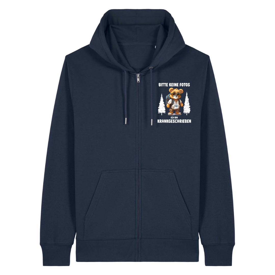Krankgeschrieben Zipper Hoodie Navy Front