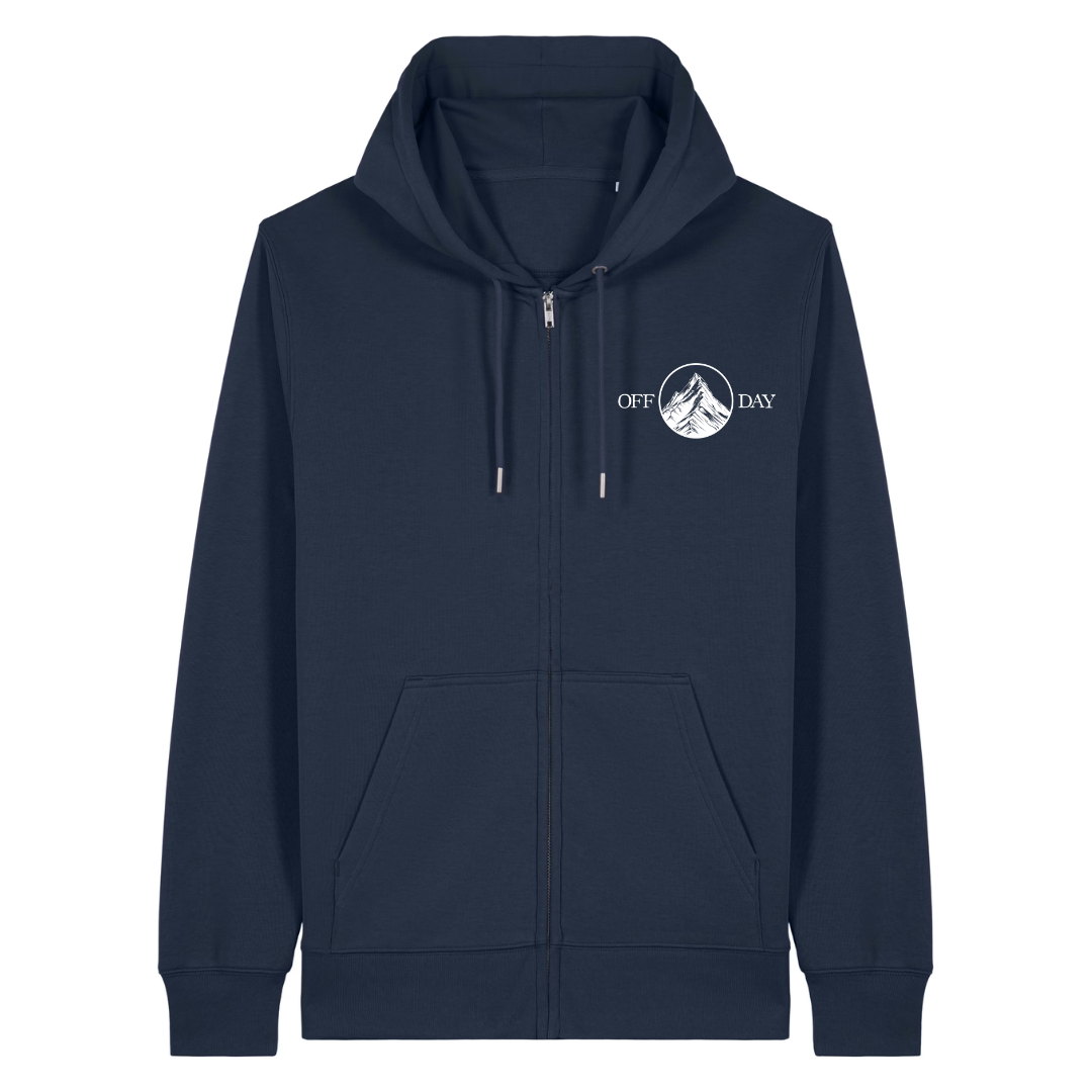 Off Day Zipper Hoodie Navy Front