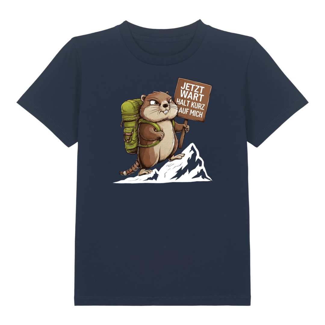 Warte Kurz Kinder T-Shirt Navy Front