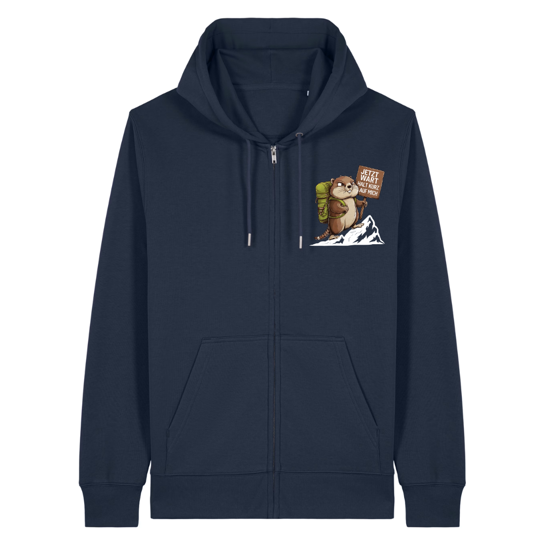 Warte Kurz Zipper Hoodie Navy Front