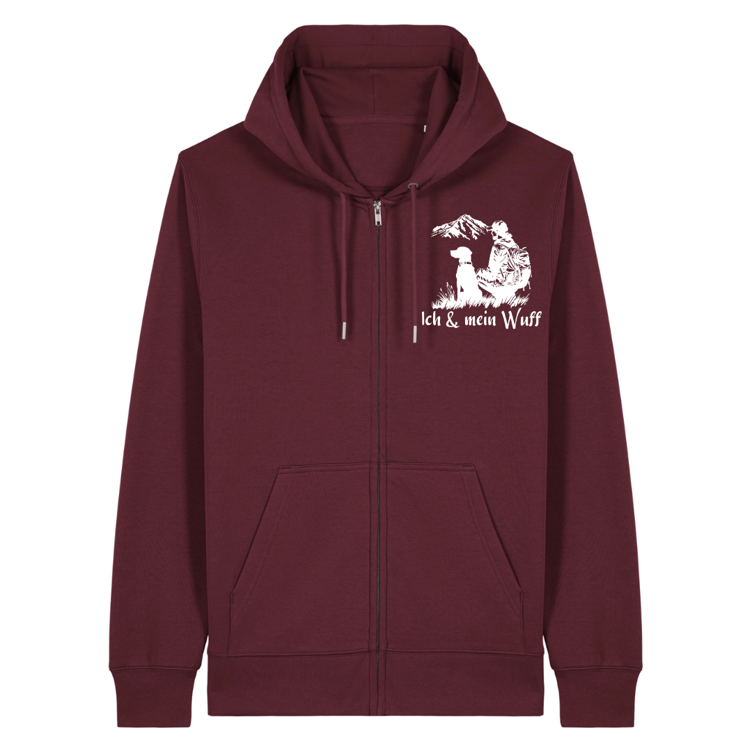 Ich & Mein Wuff Zipper Hoodie Burgunder Front