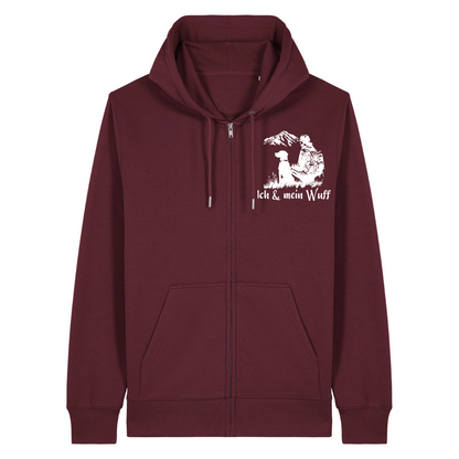 Ich & Mein Wuff Zipper Hoodie Burgunder Front