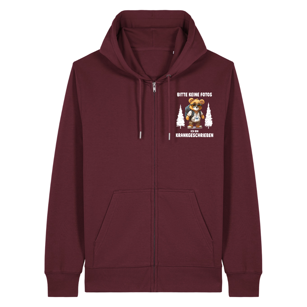 Krankgeschrieben Zipper Hoodie Burgunder Front