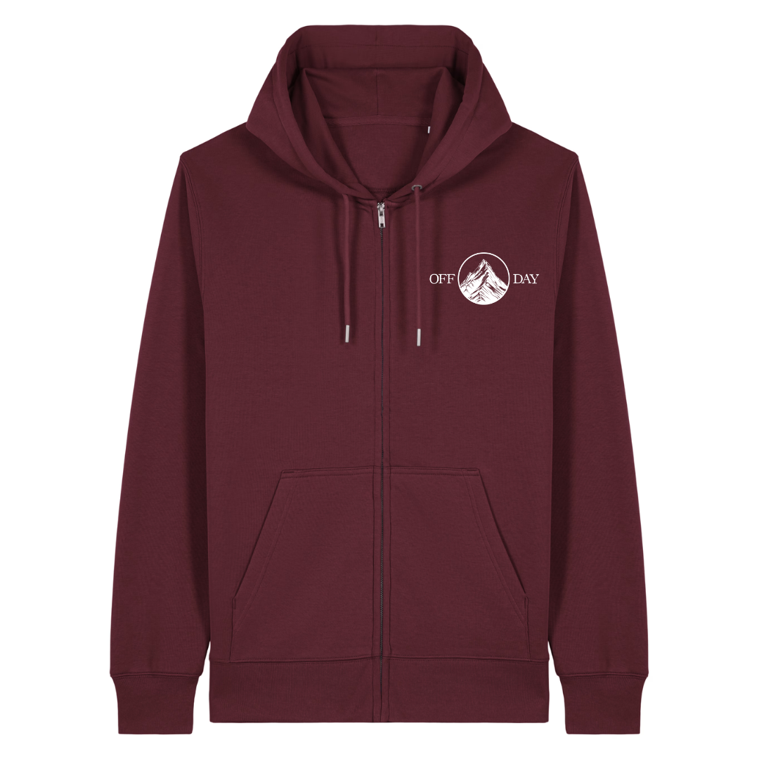 Off Day Zipper Hoodie Burgunder Front