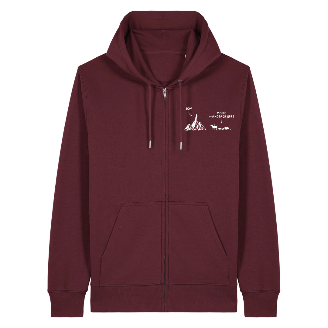 Wandergruppe Zipper Hoodie Burgunder Front