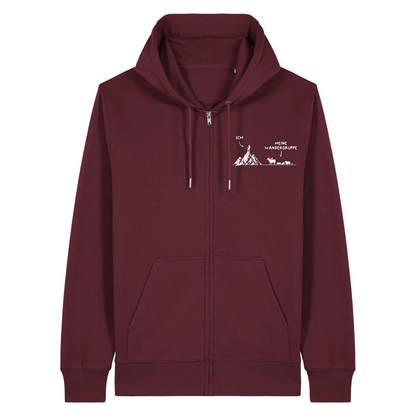 Wandergruppe Zipper Hoodie Burgunder Front