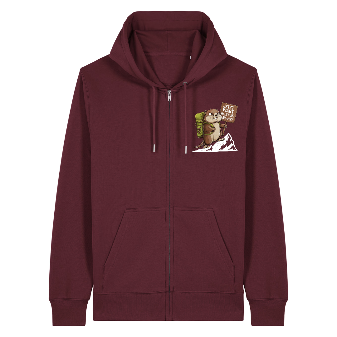 Warte Kurz Zipper Hoodie Burgunder Front
