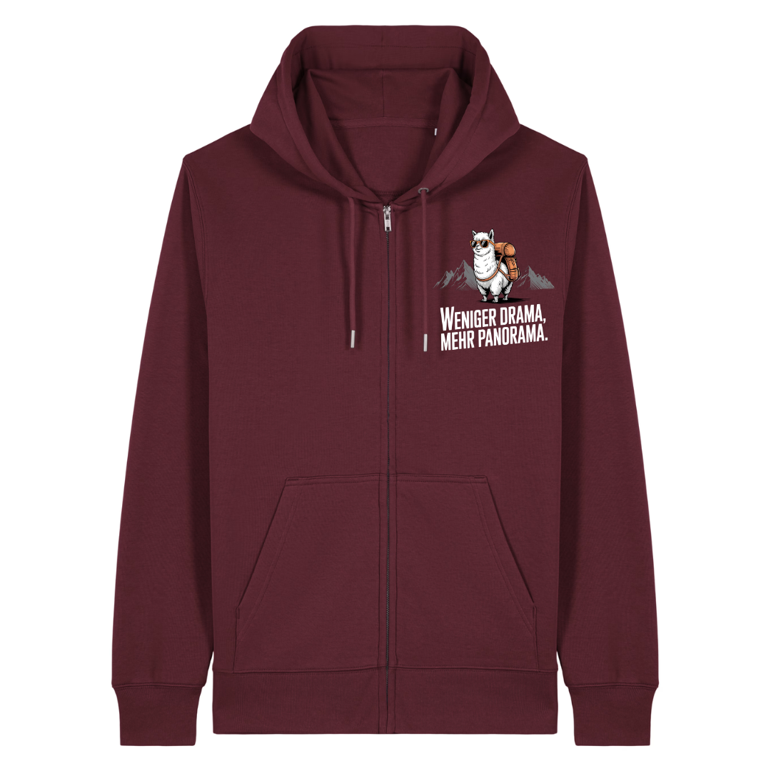 Weniger Drama Zipper Hoodie Burgunder Front