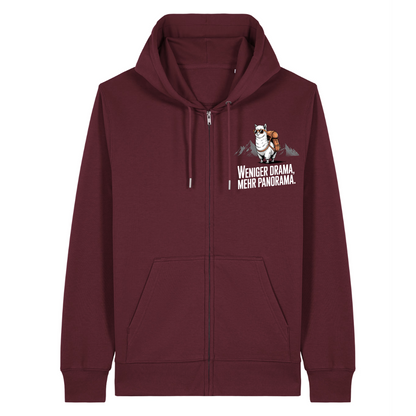 Weniger Drama Zipper Hoodie Burgunder Front