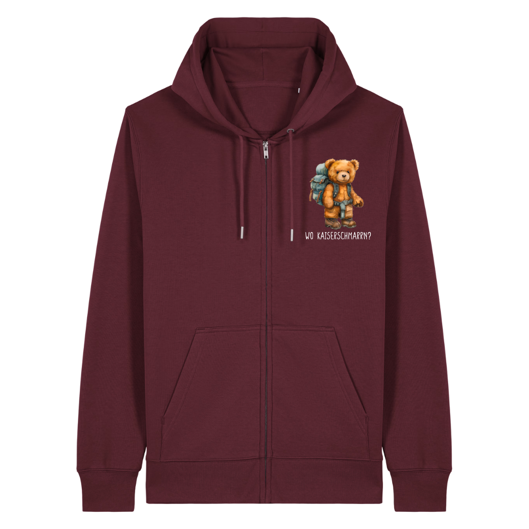 Wo Kaiserschmarrn Zipper Hoodie Burgunder Front