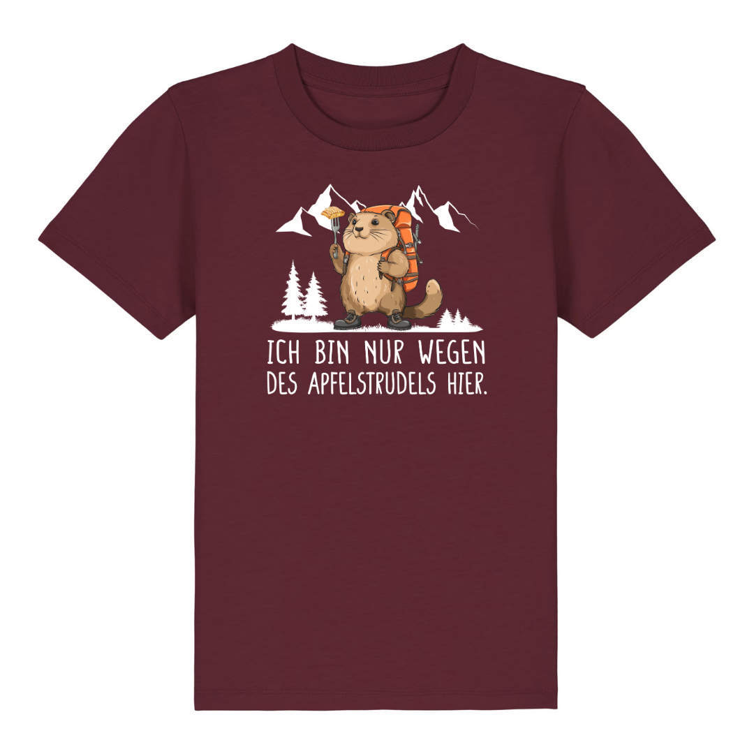 Apfelstrudel Kinder T-Shirt Burgunder Front
