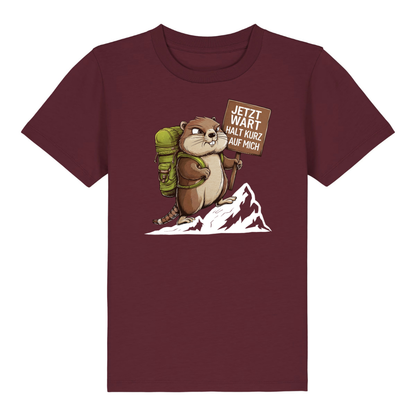 Warte Kurz Kinder T-Shirt Burgunder Front