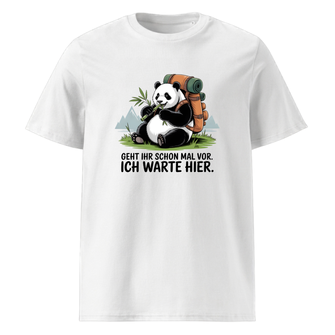 Geht schon mal vor T-Shirt Unisex mit Wander-Spruch, Motivdetail