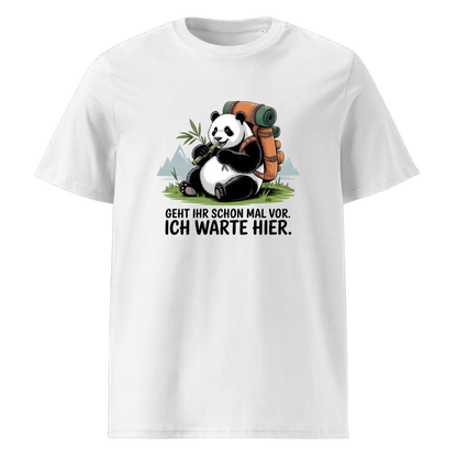 Geht schon mal vor T-Shirt Unisex mit Wander-Spruch, Motivdetail
