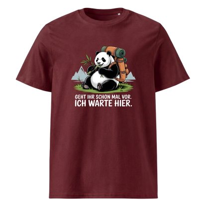 Geht schon mal vor T-Shirt Unisex mit Wander-Spruch, Print Nahaufnahme
