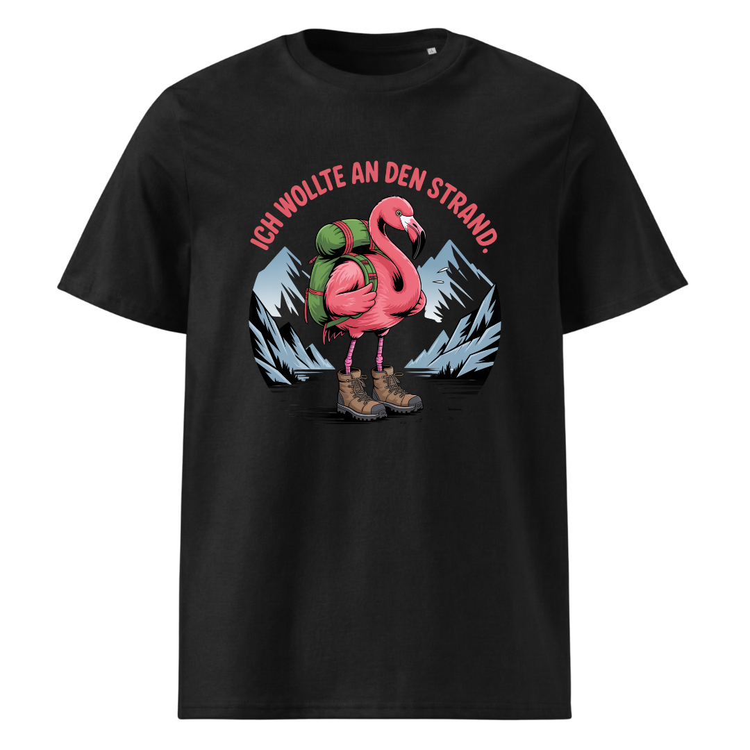 Ich wollte an den Strand T-Shirt Unisex mit Wander-Spruch, Frontansicht