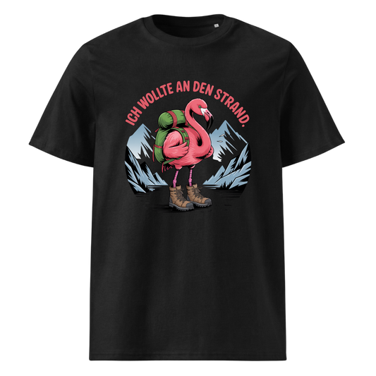Ich wollte an den Strand T-Shirt Unisex mit Wander-Spruch, Frontansicht