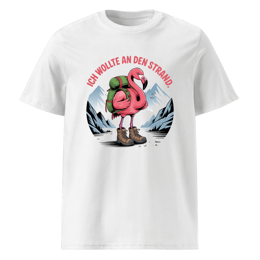 Ich wollte an den Strand T-Shirt Unisex mit Wander-Spruch, Motivdetail