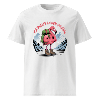 Ich wollte an den Strand T-Shirt Unisex mit Wander-Spruch, Motivdetail