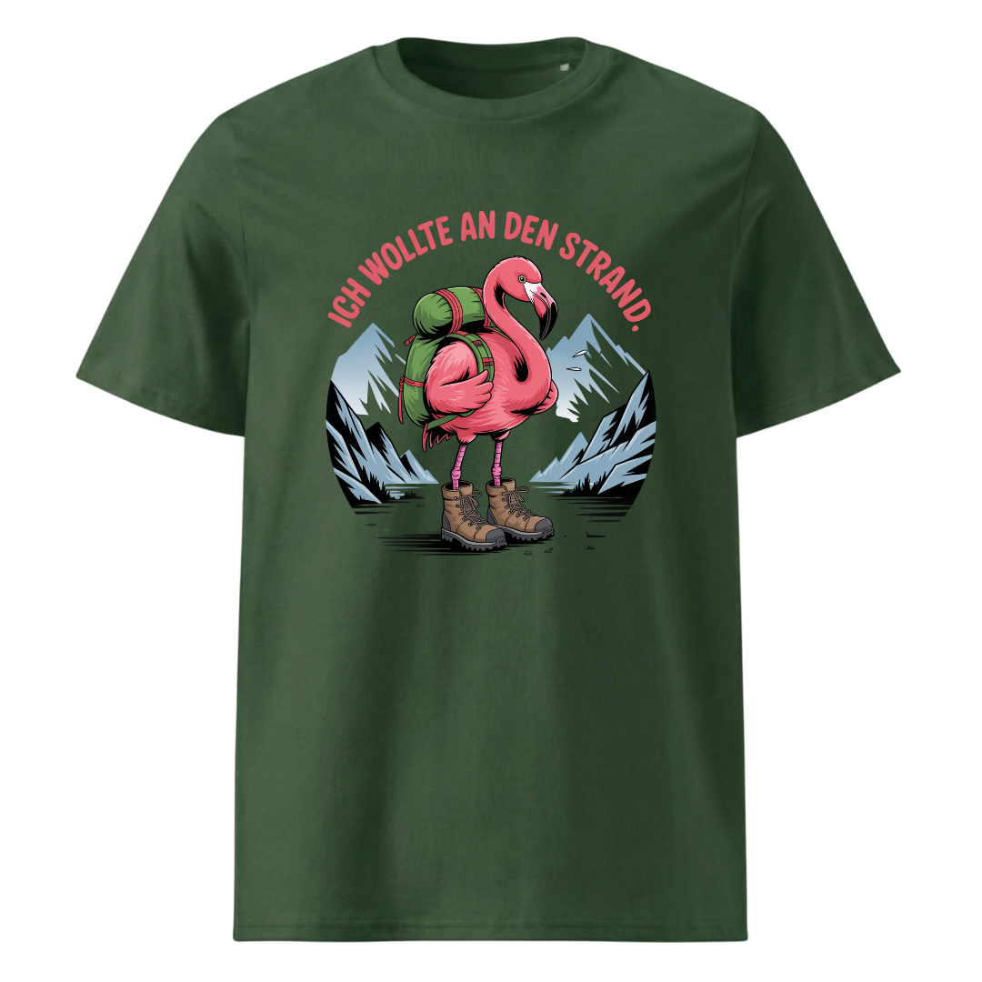 Ich wollte an den Strand T-Shirt Unisex mit Wander-Spruch, Detailansicht